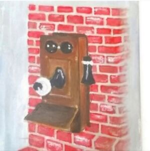 Telephone painting old fashion acrylic on canvas original artist